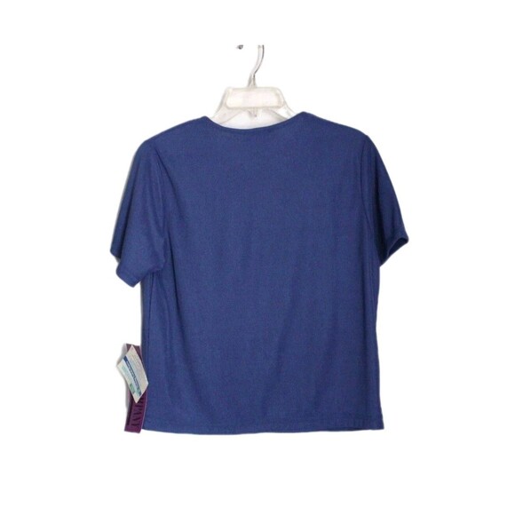Vintage SK & Company T Shirt Ribbed Short Sleeve Knit Top Blouse Blue Size L NWT - Picture 2 of 3